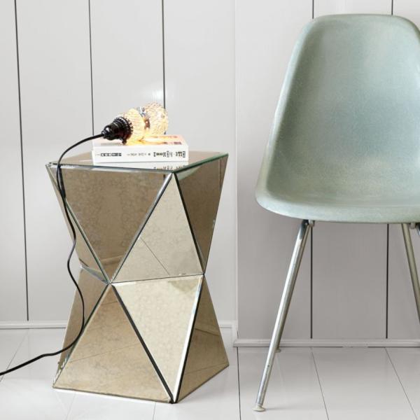 Faceted Mirror Side Table