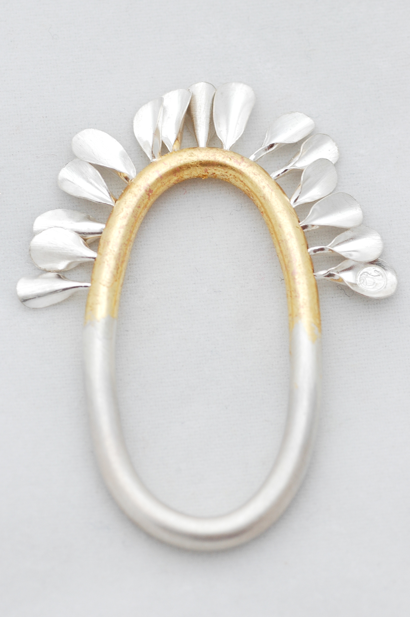 Kinetic Flower Ring Chrysanthemum Silver, copper, gold leaf